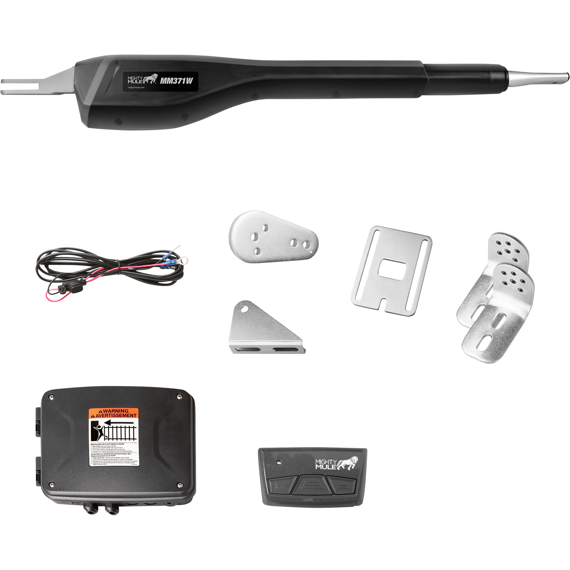 Mighty Mule Smart Capable, Solar Compatible Medium-Duty Single Gate Opener, 550-Lb. Capacity, Model# MM371W